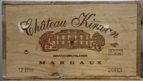 Twelve bottles of Chateau Kirwan 2003,